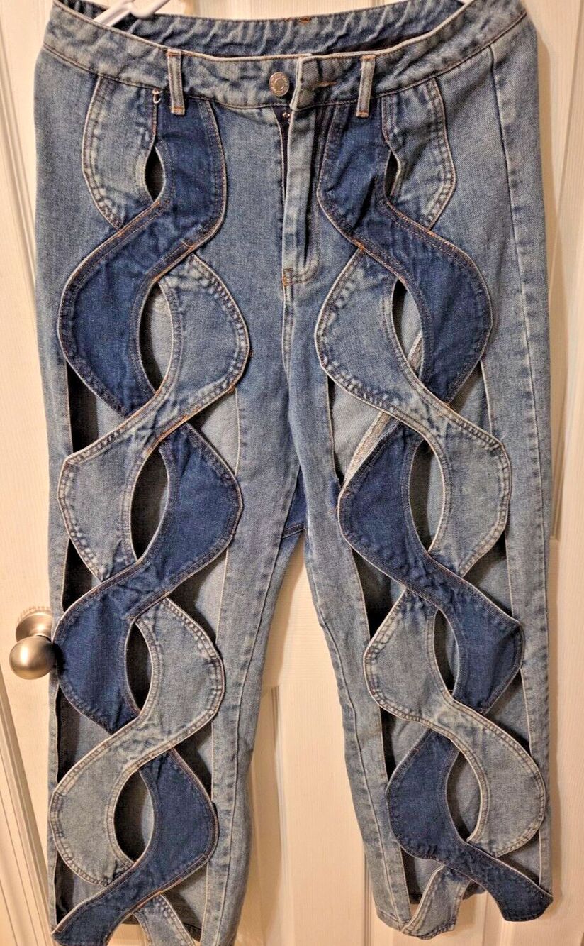Bella Barnett Chic Cutout Womens Jeans Size Small Trendy Y2K Wide Leg